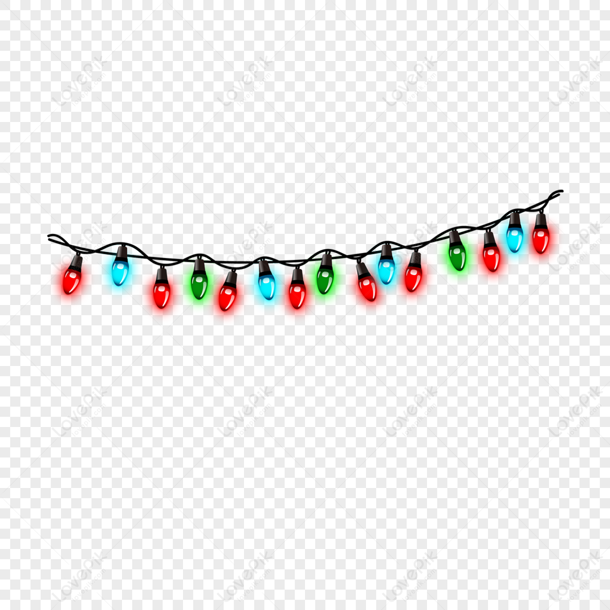 Red, Blue And Green Light Effect Black Line Single Row Christmas Lights ...