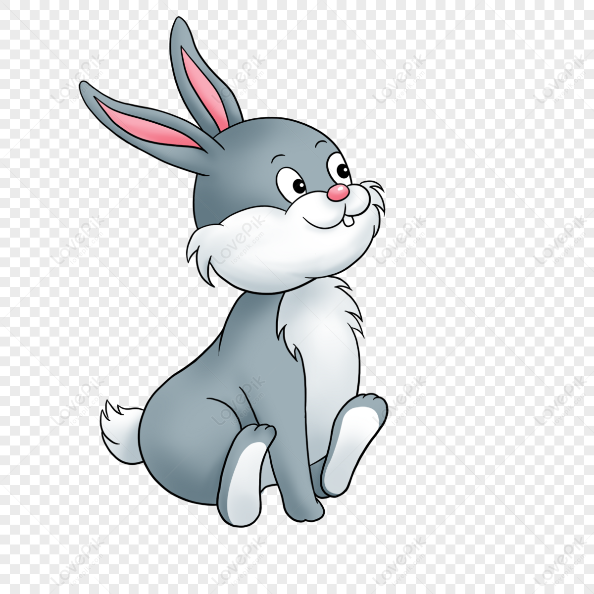 Squatting Clipart Bunny,animal,grey Rabbit,squatting Rabbit PNG ...
