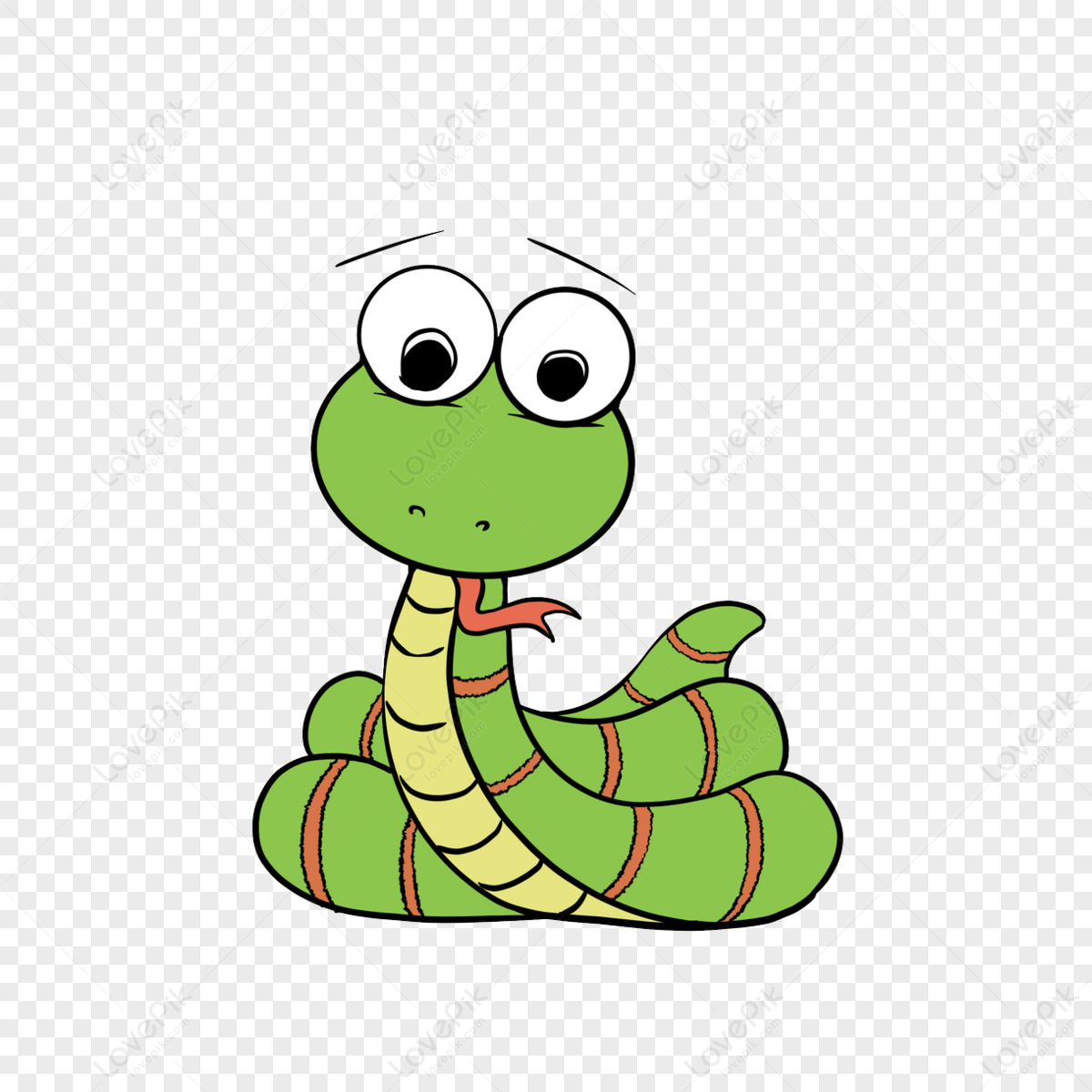 Striped Snake Clipart Hand Drawn Cartoon,stripes,simple PNG Transparent ...