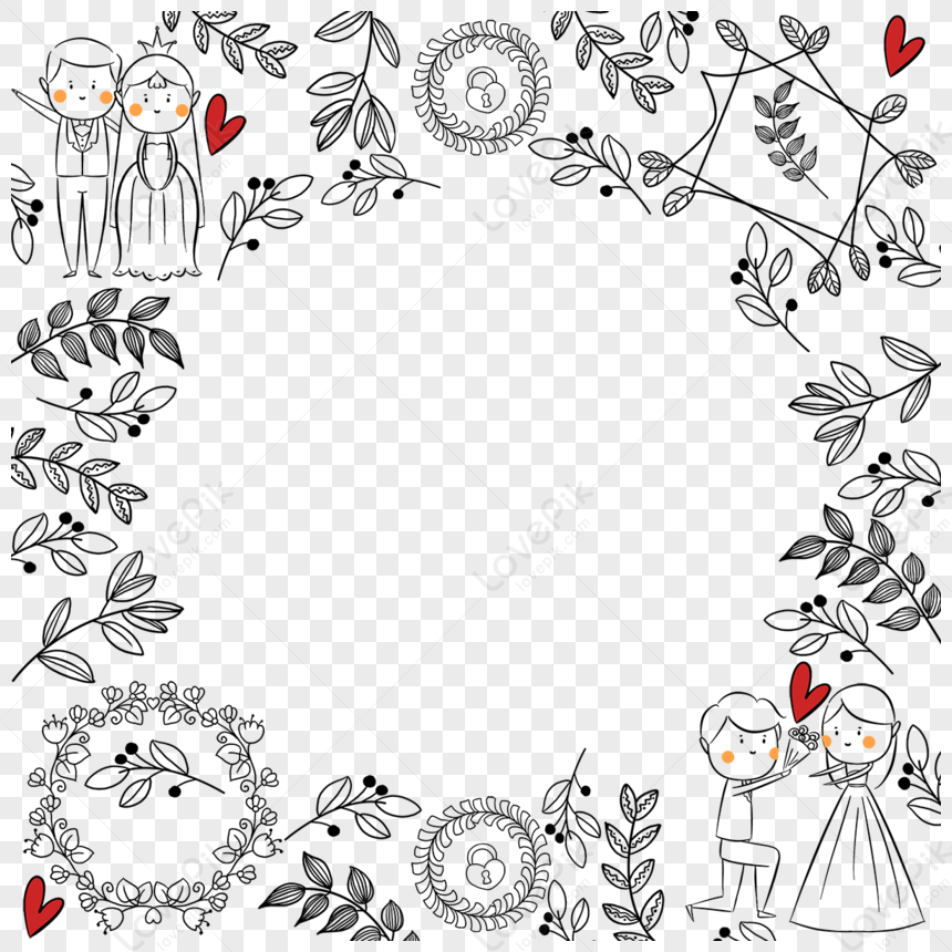 Wedding Flowers Hand Drawn Valentines Day Lineart,business,spring PNG ...