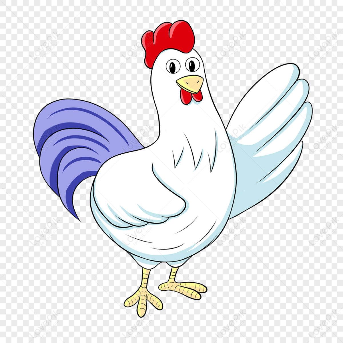 White Purple Rooster Greeting Clipart,chicken Clip Art,yellow,cock PNG ...
