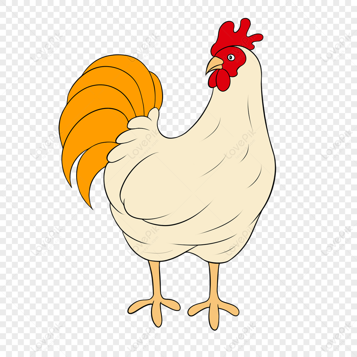 Yellow Orange Tailed Rooster Clip Art,chicken Clip Art,the Cock PNG ...