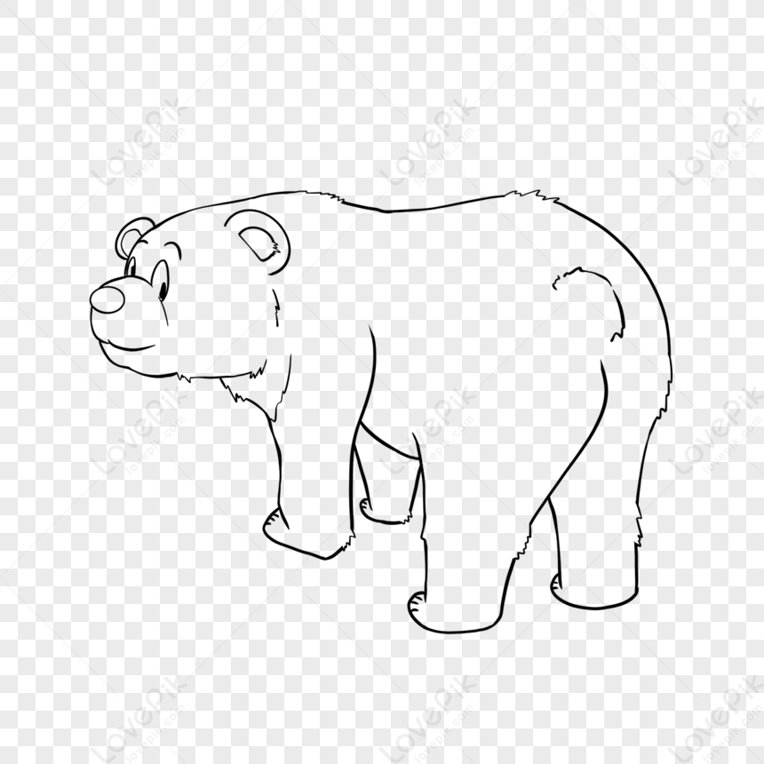 Bear Clipart Black And White Cartoon Lineart The Back Of Little Bear ...