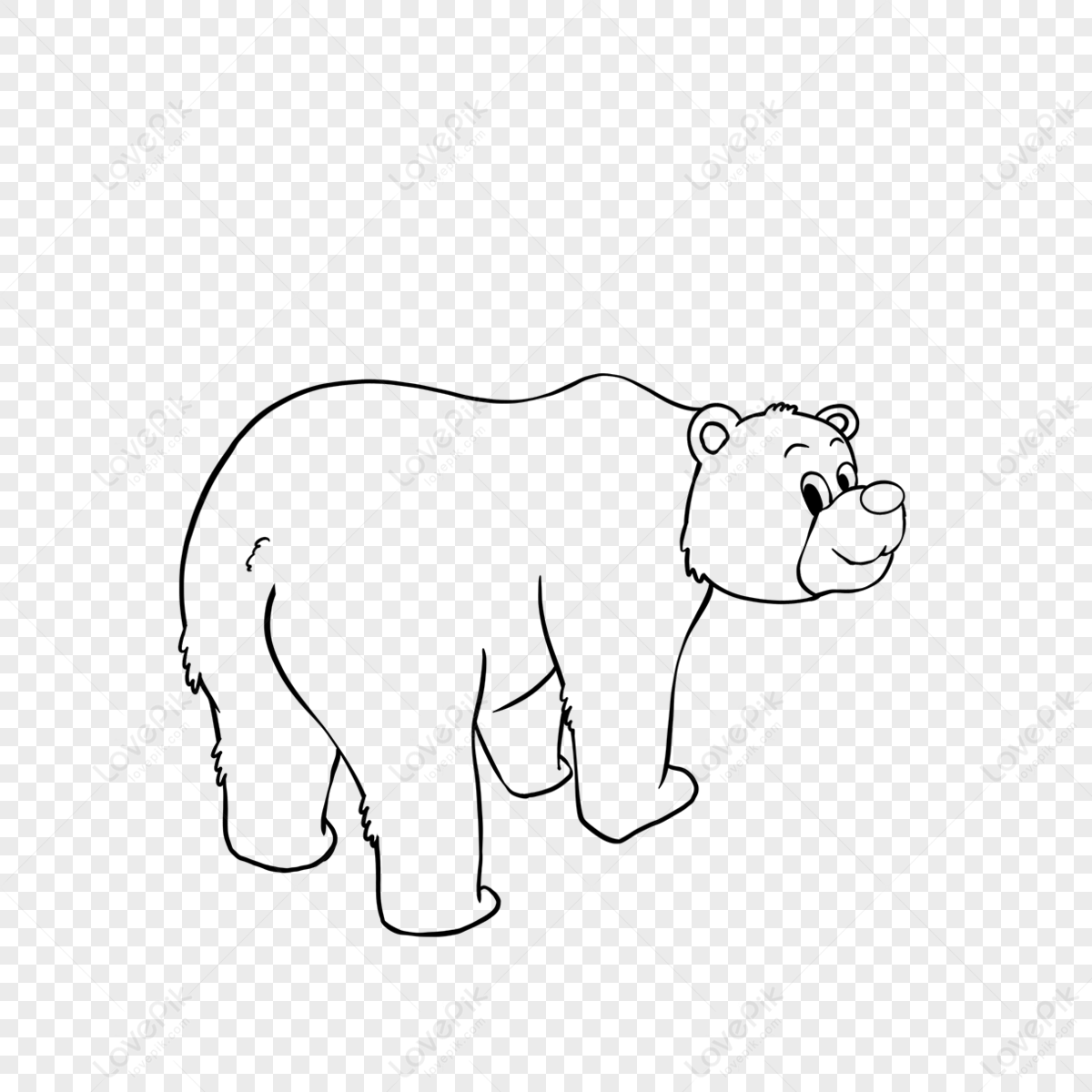 Bear Clipart Black And White Hand Drawn Cartoon Bear Back View PNG ...