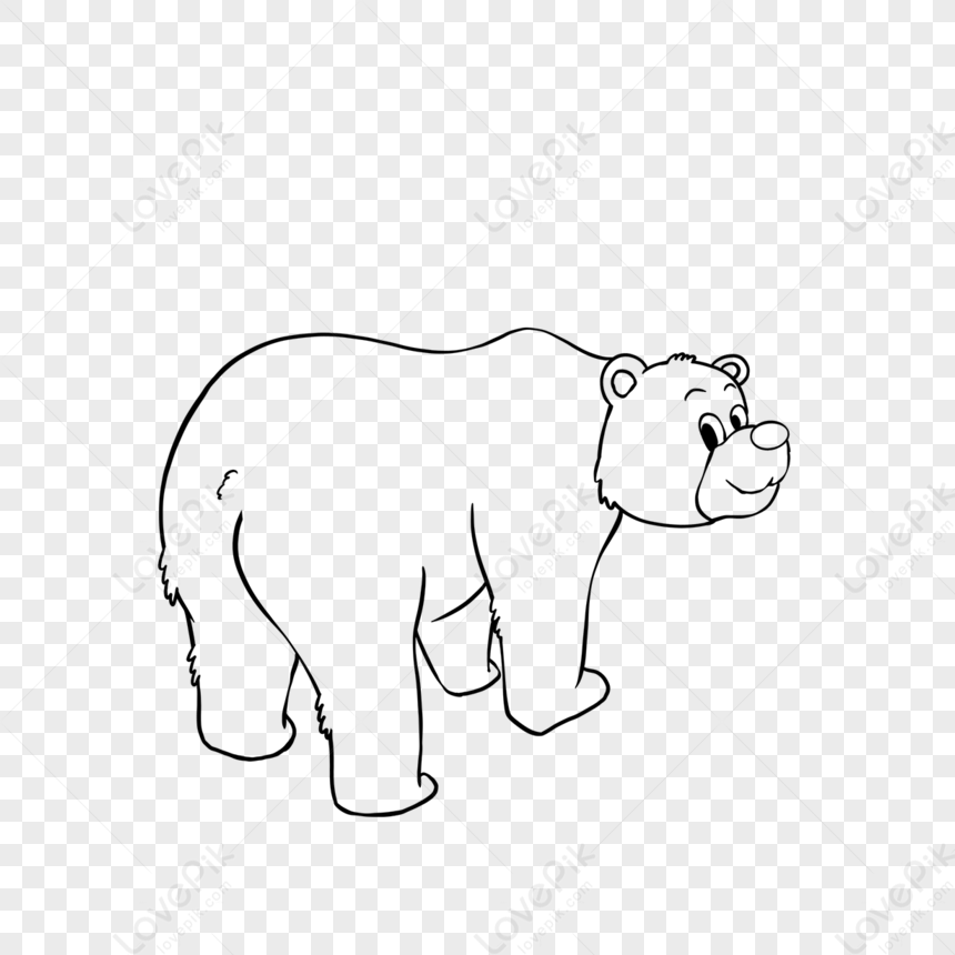 Bear Clipart Black And White Hand Drawn Cartoon Bear Back View PNG ...