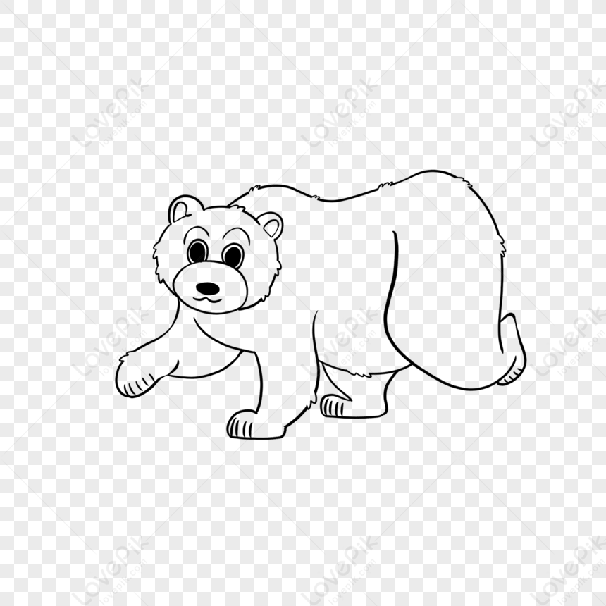 Bear Clipart Black And White Hand Drawn Walking Bear,bear Drawing,line ...