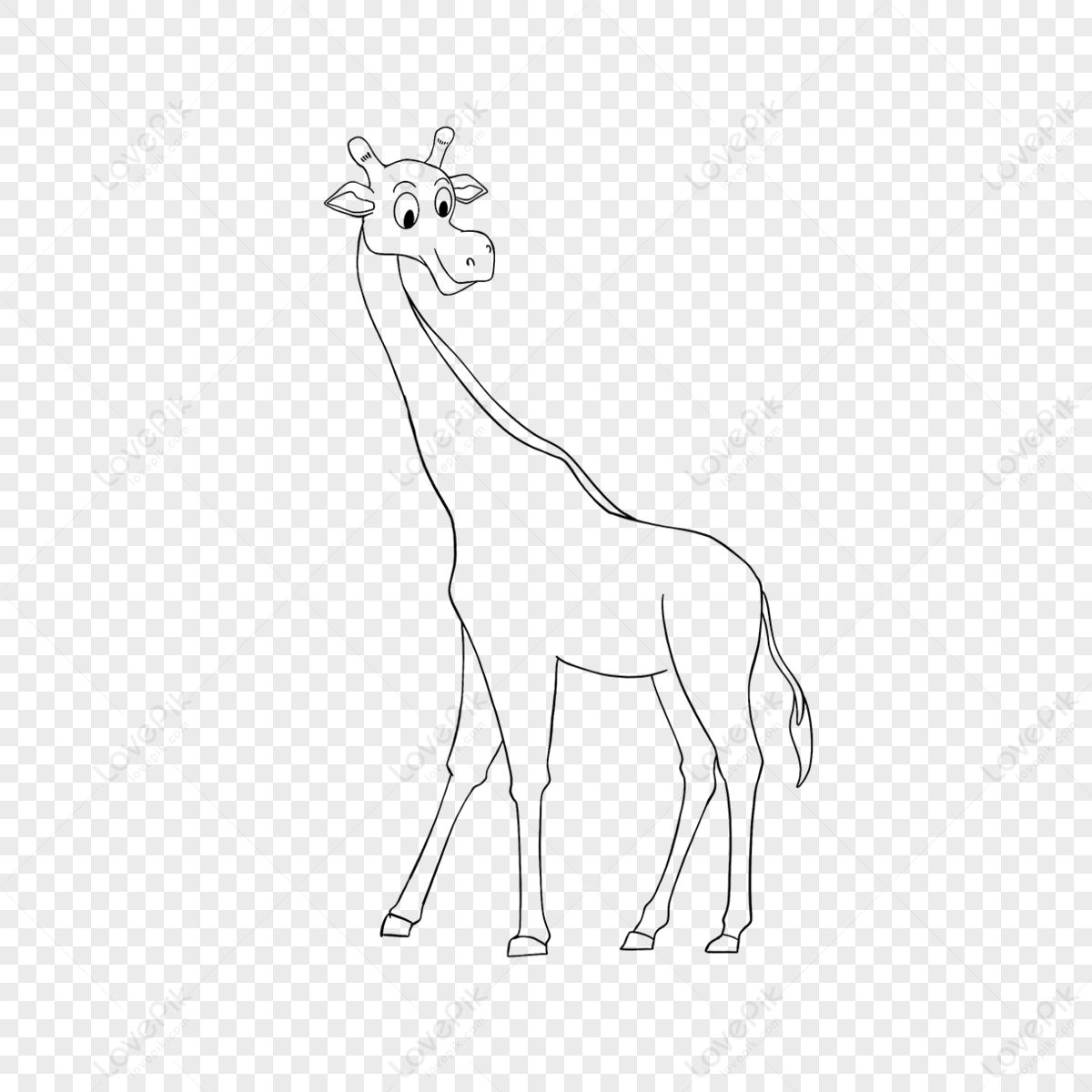 Giraffe Clipart Black And White Giraffe Looking Back Cute Childrens ...