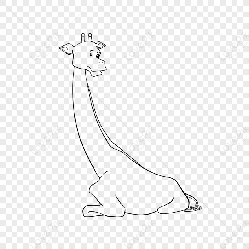 Giraffe Clipart Black And White Giraffe Squatting Cute Childrens