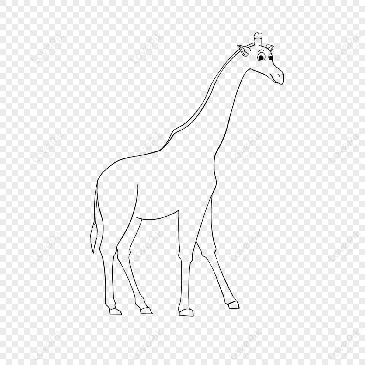 Giraffe Clipart Black And White Lineart Giraffe Cute Childrens Drawing