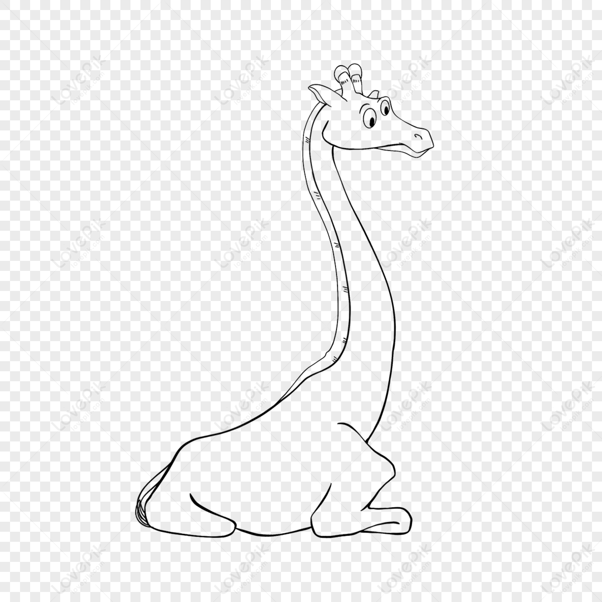 Giraffe Clipart Black And White Lineart Giraffe Cute Clipart,line Draft