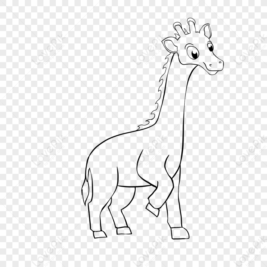 Giraffe Clipart Black And White Lineart Giraffe Hand Drawn,hand Painted ...