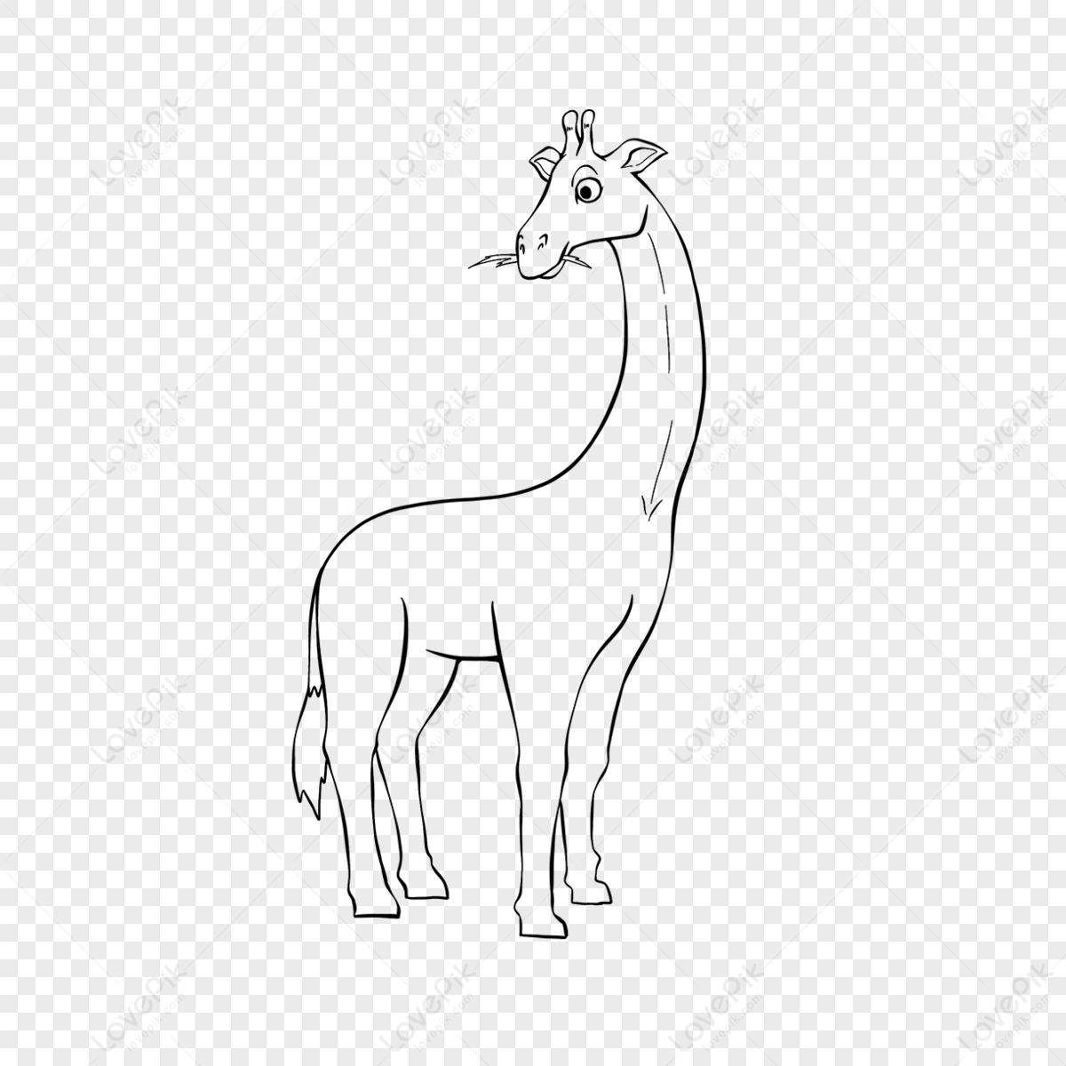 Giraffe Clipart Black And White Lineart Giraffe Looking Back Cute