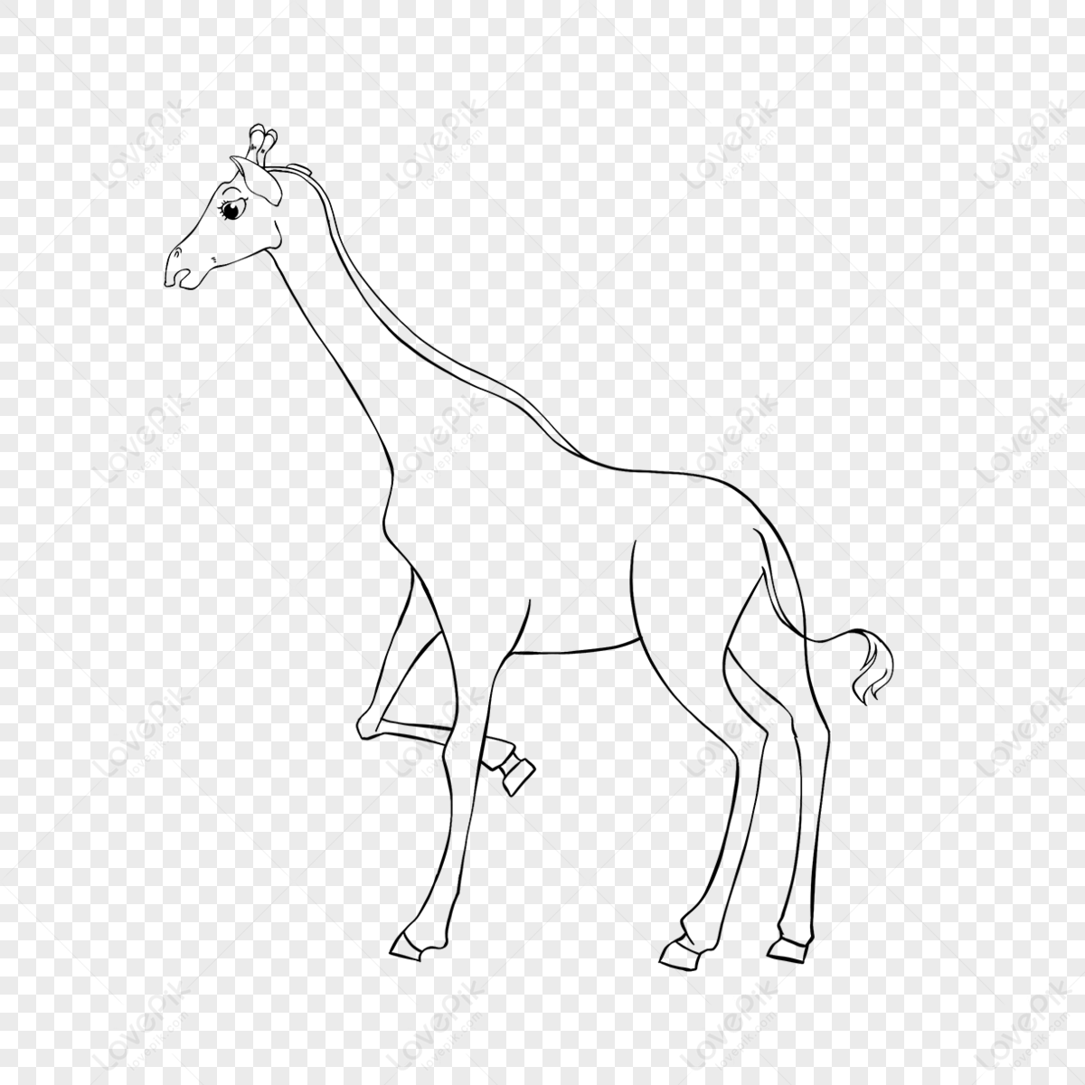 Giraffe Clipart Black And White Lineart Giraffe Walking,paint Hand ...