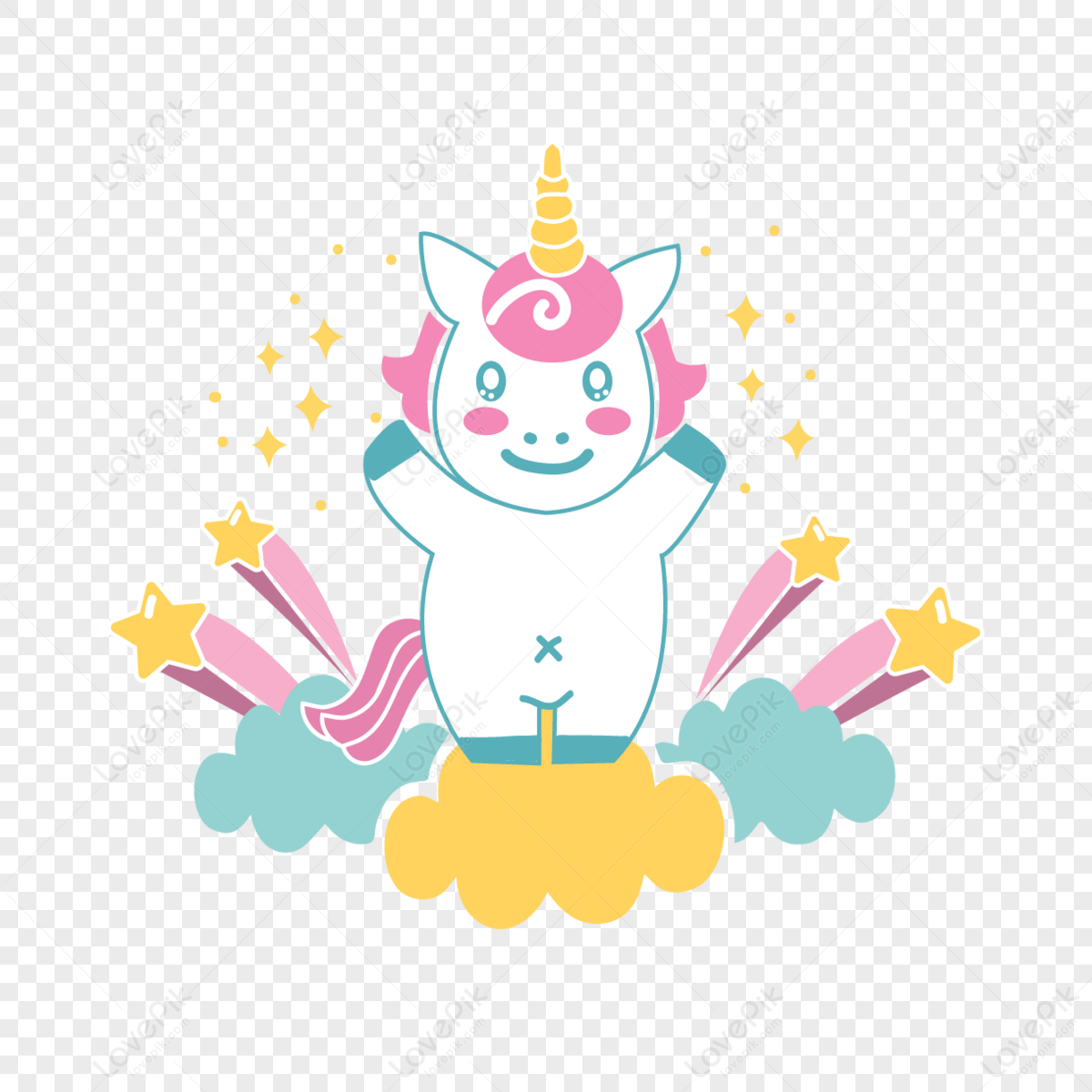 Svg Starlight Unicorn On Colorful Clouds,white,cartoon PNG Hd ...