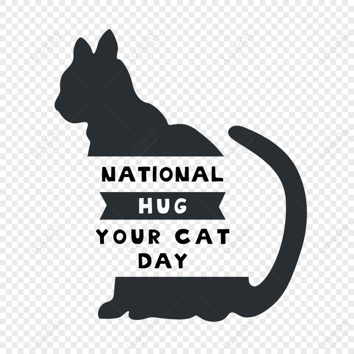 Black Silhouette National Hug Your Cat Day,simple,dai PNG Hd ...