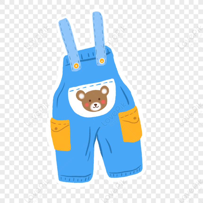 Blue Bear Pattern Overalls Sticker,rabbit,birthday,present PNG ...