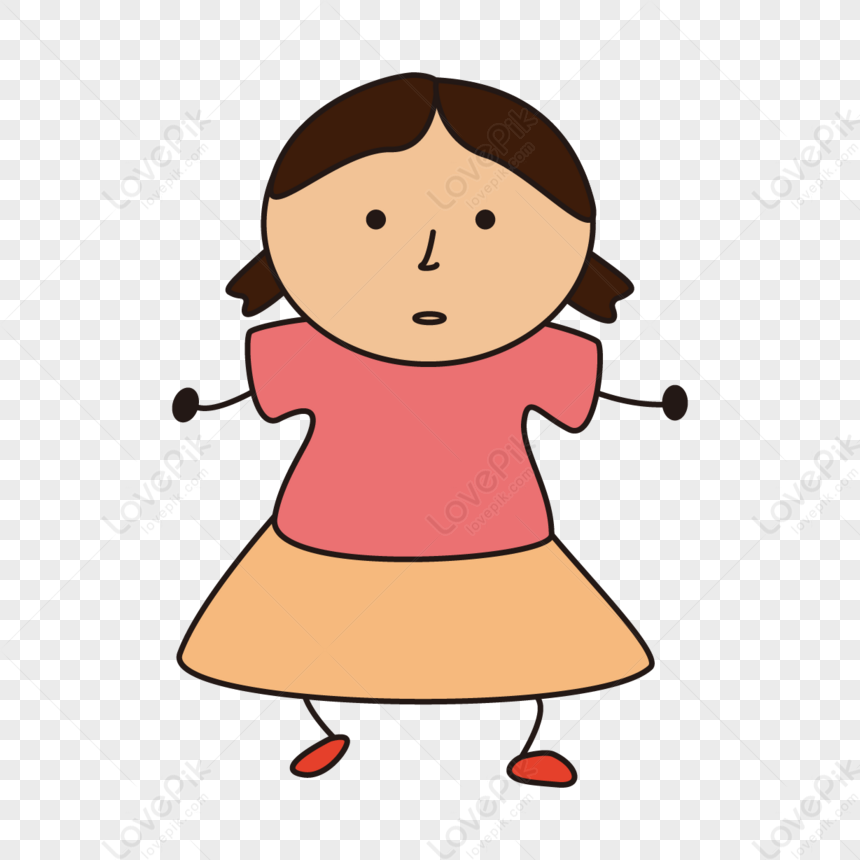 Cartoon Cute Little Girl Element,girls,pigtail,dress PNG Transparent ...