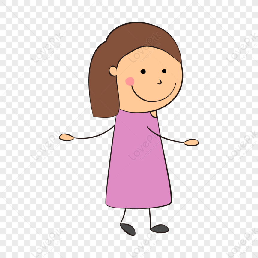 Cartoon Cute Little Girl In Purple Dress,schoolgirl,schoolgirls PNG ...