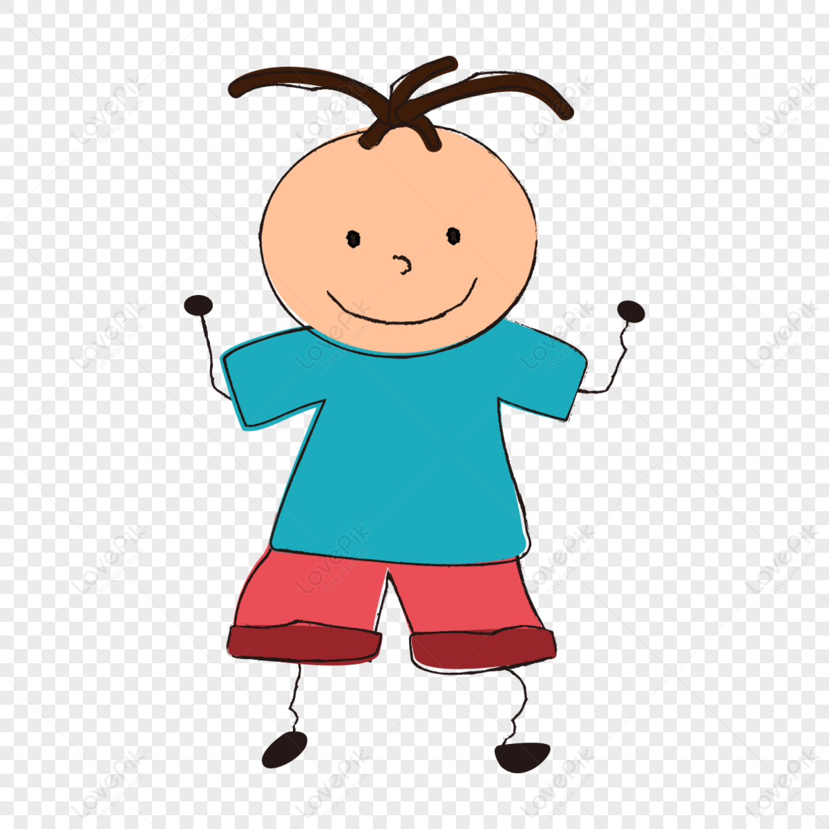 Cartoon Cute Pigtail Boy,toddler,sketch,camaraderie Free PNG And ...