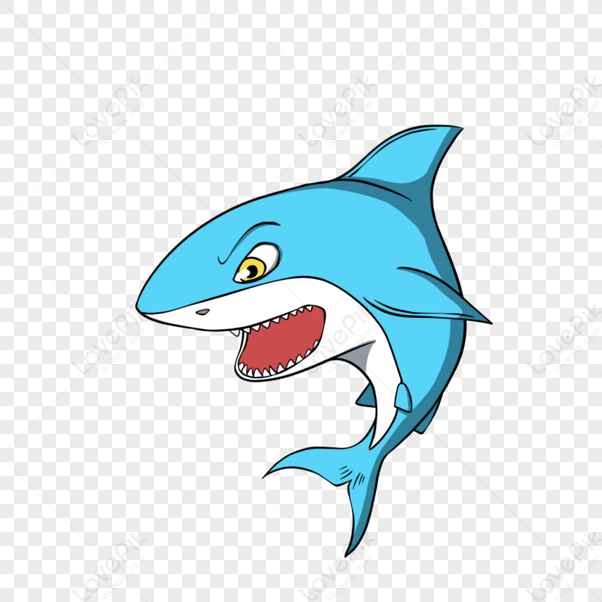 Cartoon Ferocious Shark Clipart Hand Drawn,paint Hand,cartoon Style PNG ...