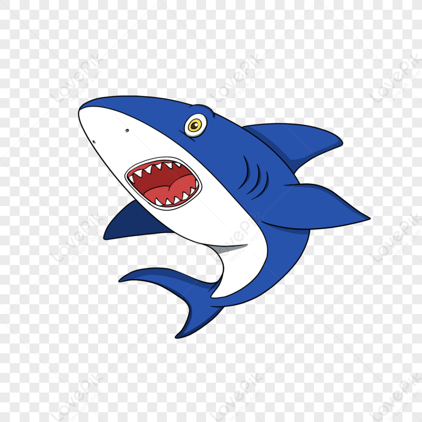 Cartoon Great White Shark Clipart Hand Drawn Deep Sea Animals,hand ...