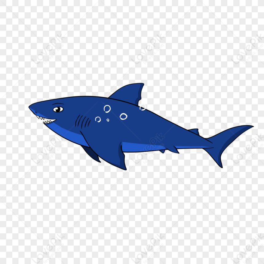 Cartoon Great White Shark Clipart Hand Drawn Underwater Animals,white ...