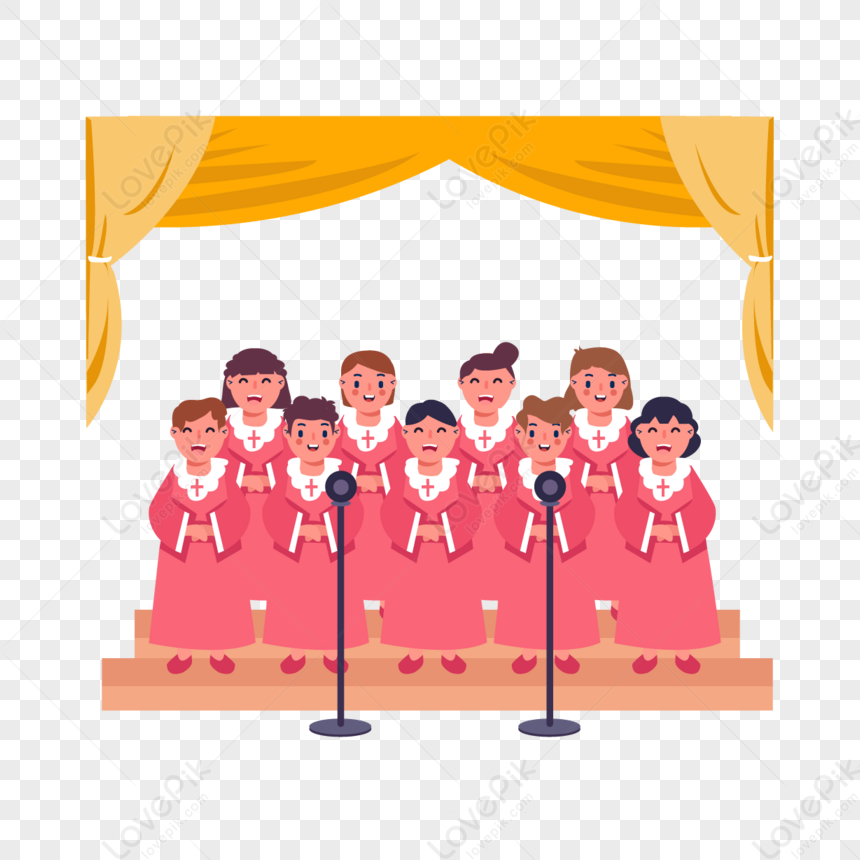 Cartoon Hand Drawn Church Choir Illustration,yellow,computer PNG White ...