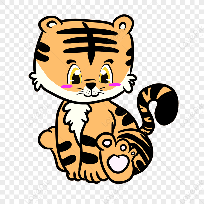 Cartoon Style Egg Yellow Clipart Cute Sitting Little Tiger,boy,symbol ...