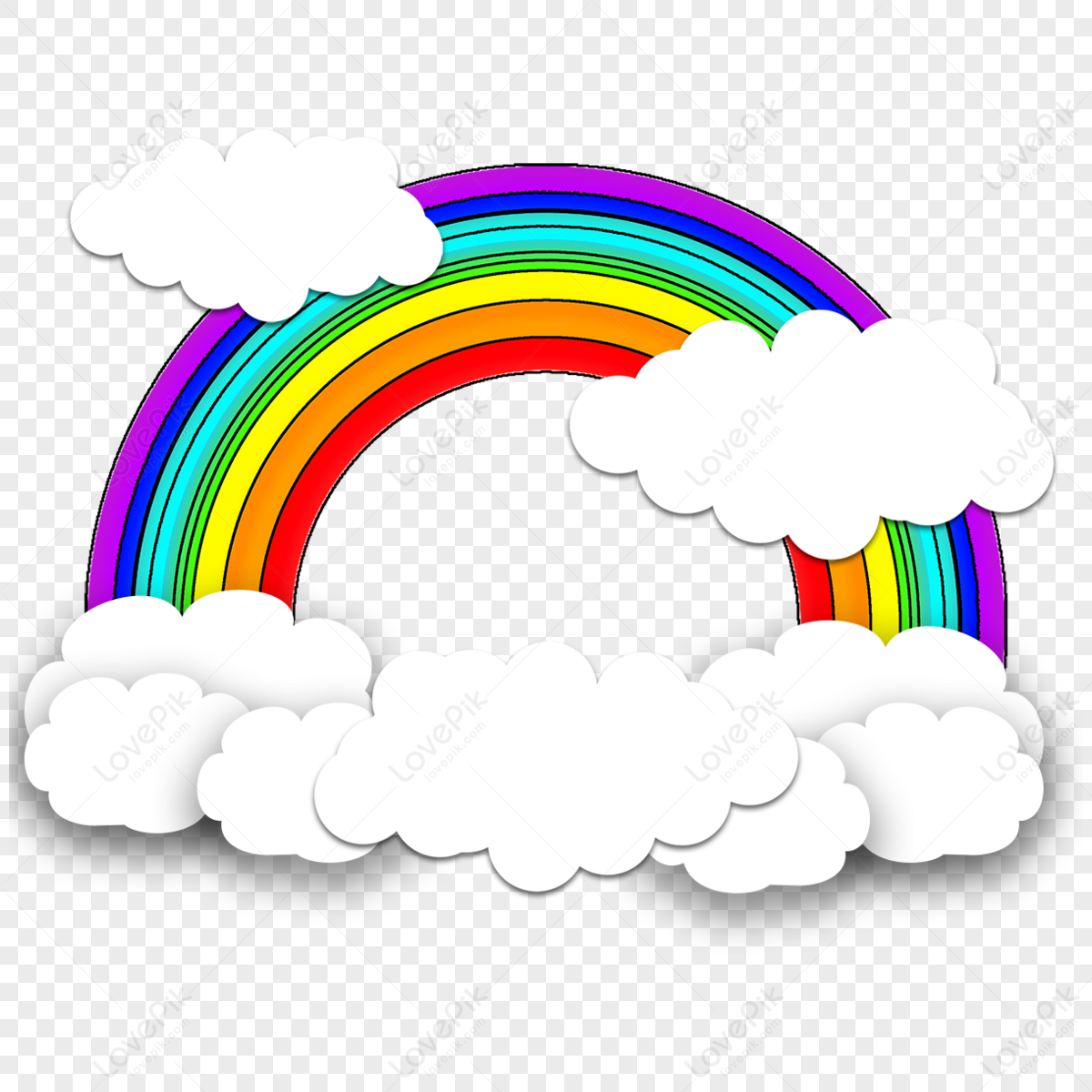 Clouds Cute Cartoon Rainbow Clipart,cheerful,abstract,icon PNG Picture ...