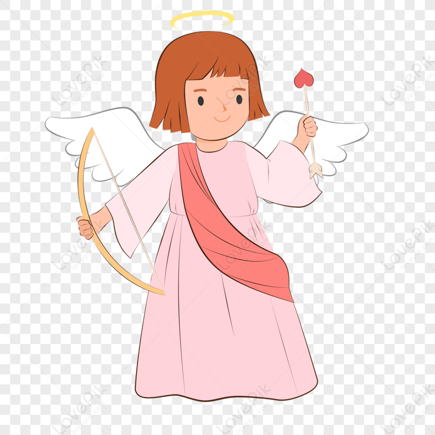 Flèche D'amour. Cupidon Lance Une Flèche Avec Un Arc Pour La Saint