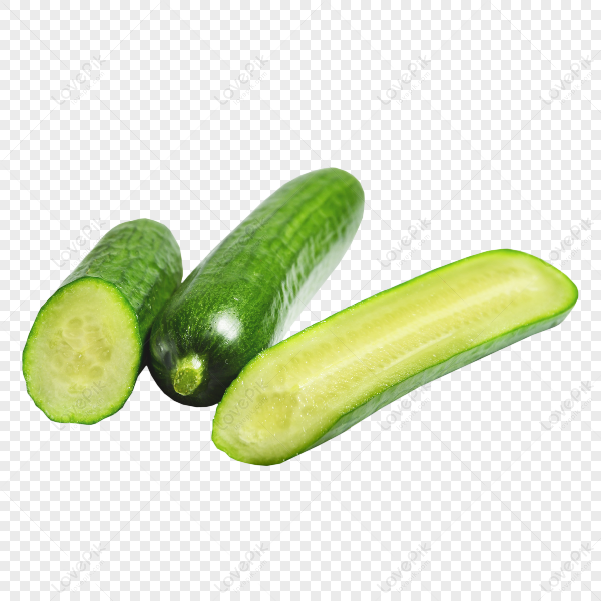 Fresh Green Cut Baby Cucumbers Stock Photo - Download Image Now