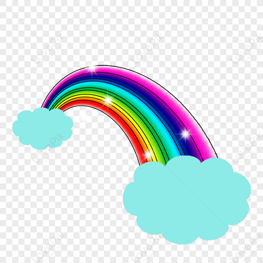 Cute Rainbow With Blue Colorful Clouds Clipart,gradient,star Png 