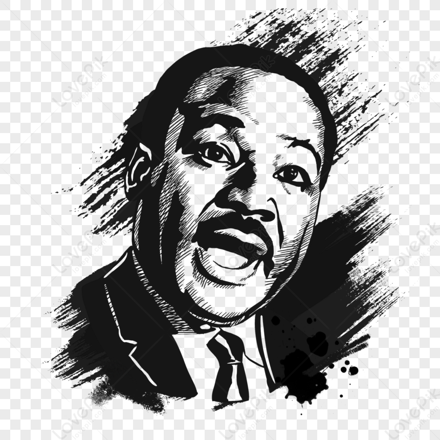 Great Man Portrait Martin Luther King Jr. Day Black And White Sketch ...