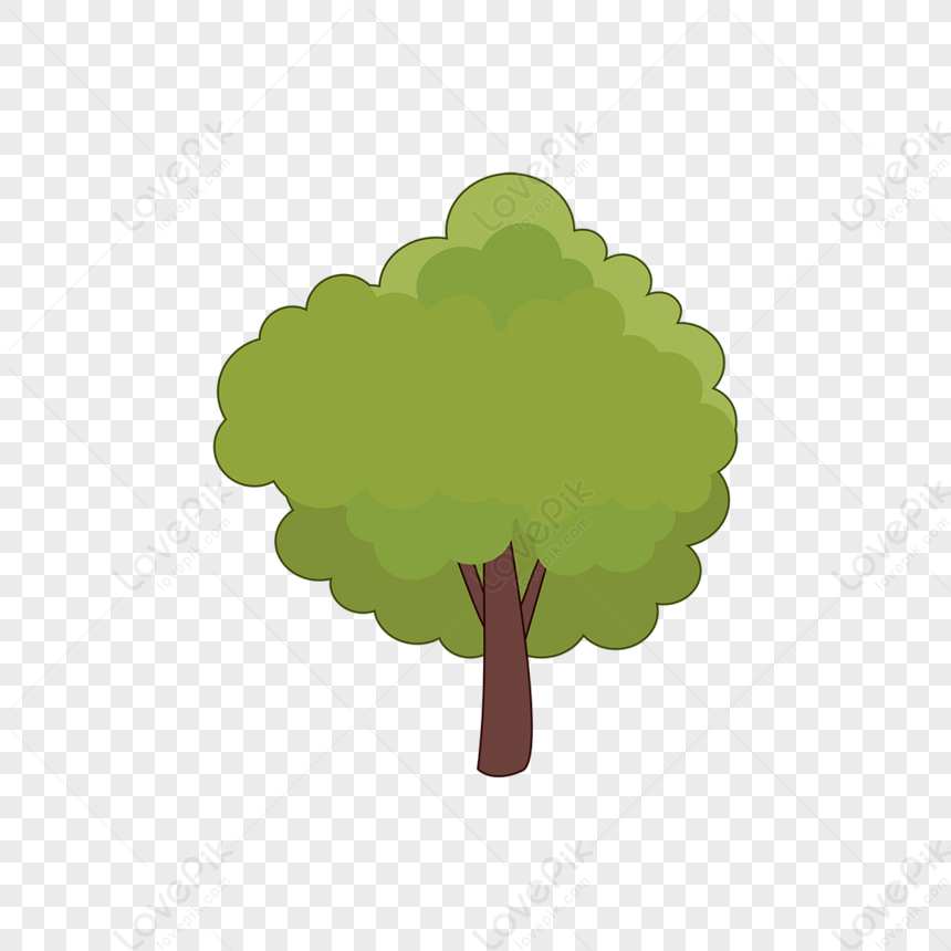 Green Simple Cartoon Material Big Tree Simple Strokes Tree Clipart ...