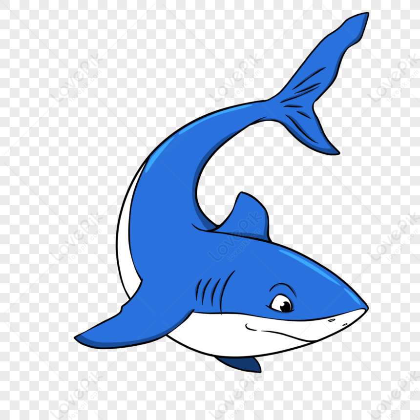 Hand Drawn Blue Cartoon Shark Clipart,paint Hand,cartoon Style PNG ...