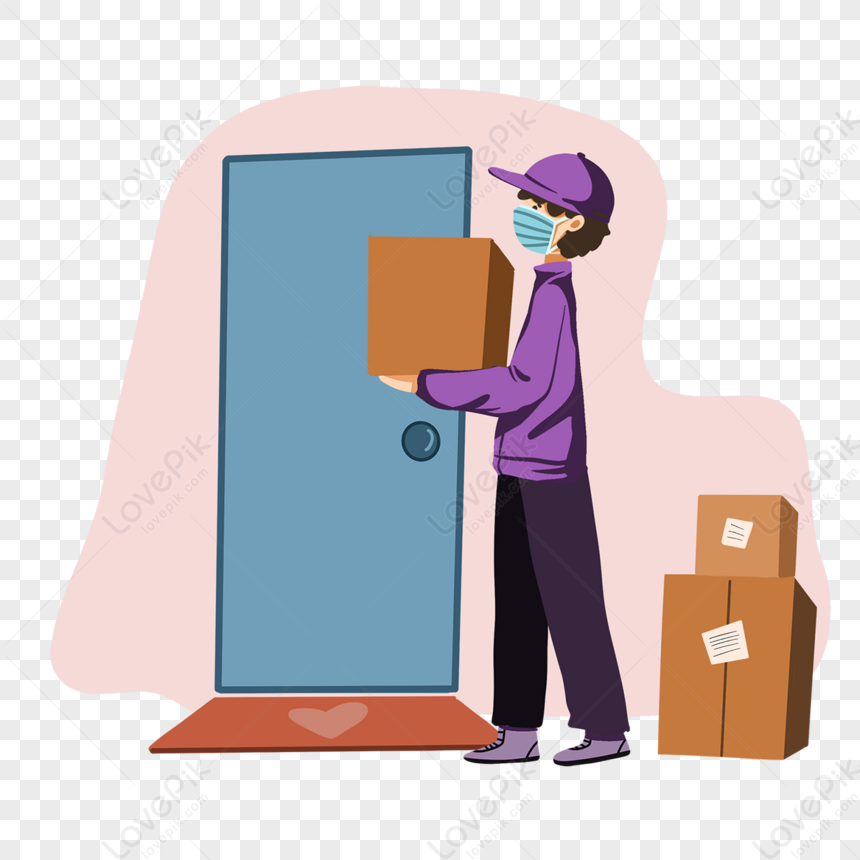 Hand Drawn Cartoon Home Delivery Elements,packaging,door PNG Picture ...