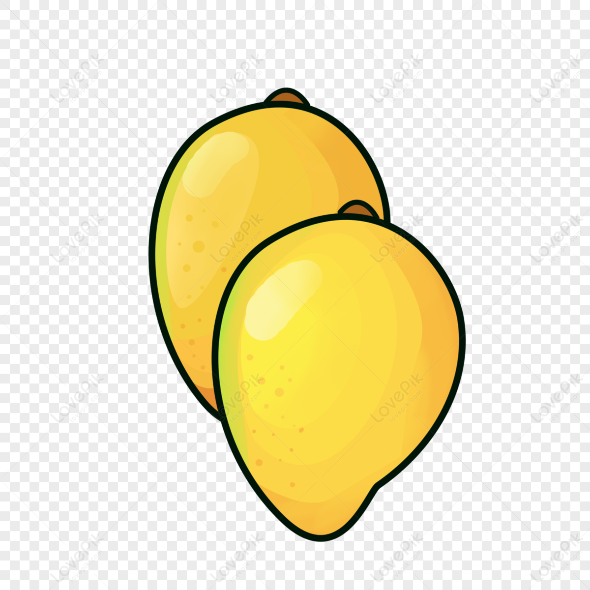 Lemon Yellow <b>Mango</b> clip art,two <b>mangoes</b>,black edges,black edge png image. 