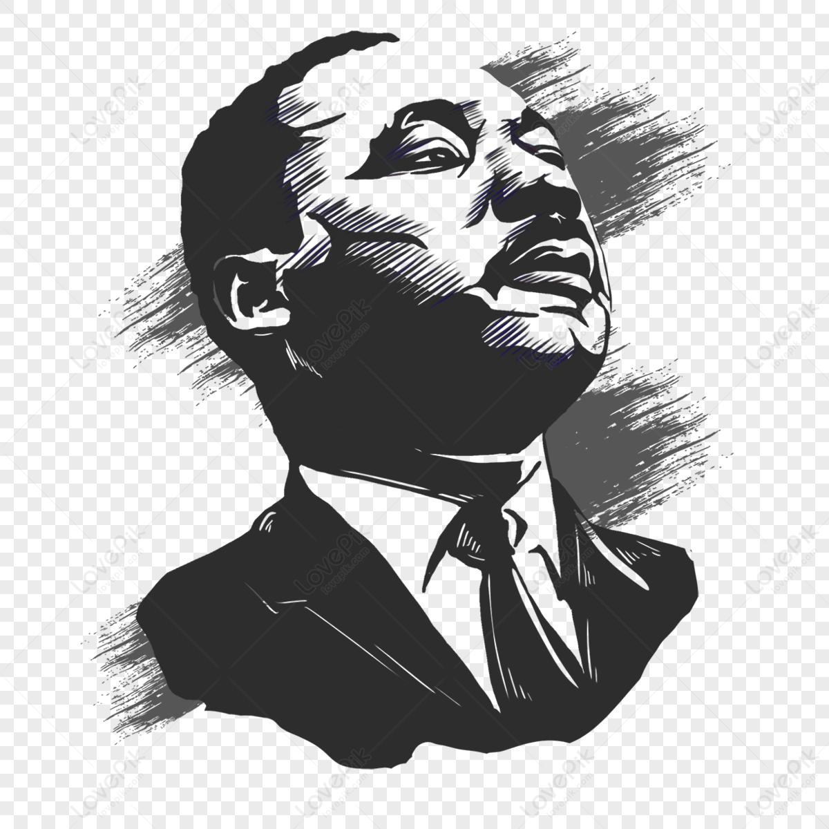 Martin Luther King, Black And White Portrait Sketch Illustration,work ...