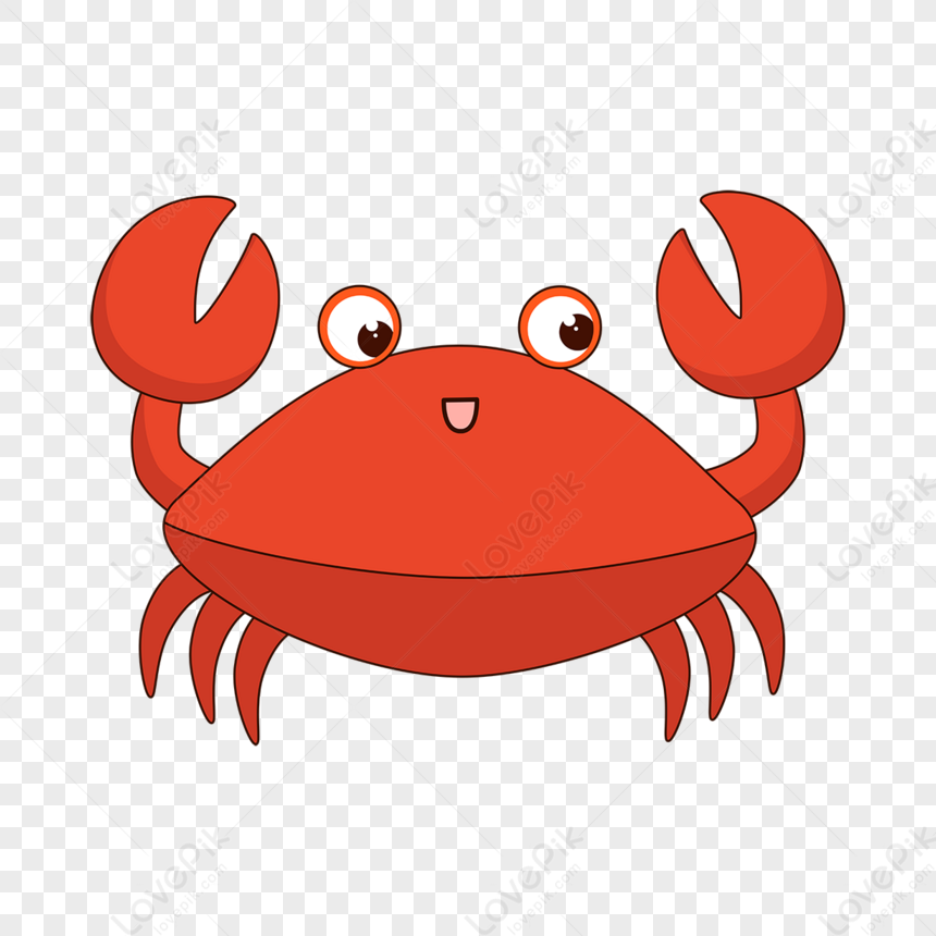 Orange Red Cute Cartoon Crab Vector Ocean Material Crab Clipart,marine ...