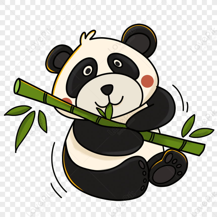 Panda Clipart Eating Bamboo,cartoon,sitting Posture PNG Transparent ...