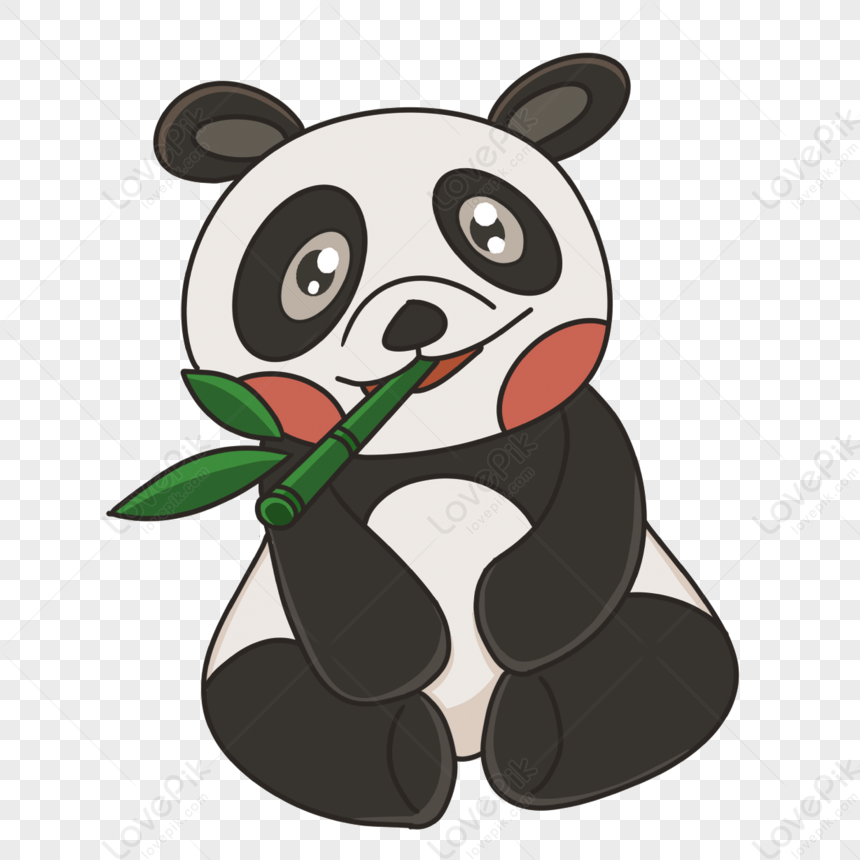 Panda Sitting And Eating Bamboo Clipart,cartoon PNG Transparent And ...