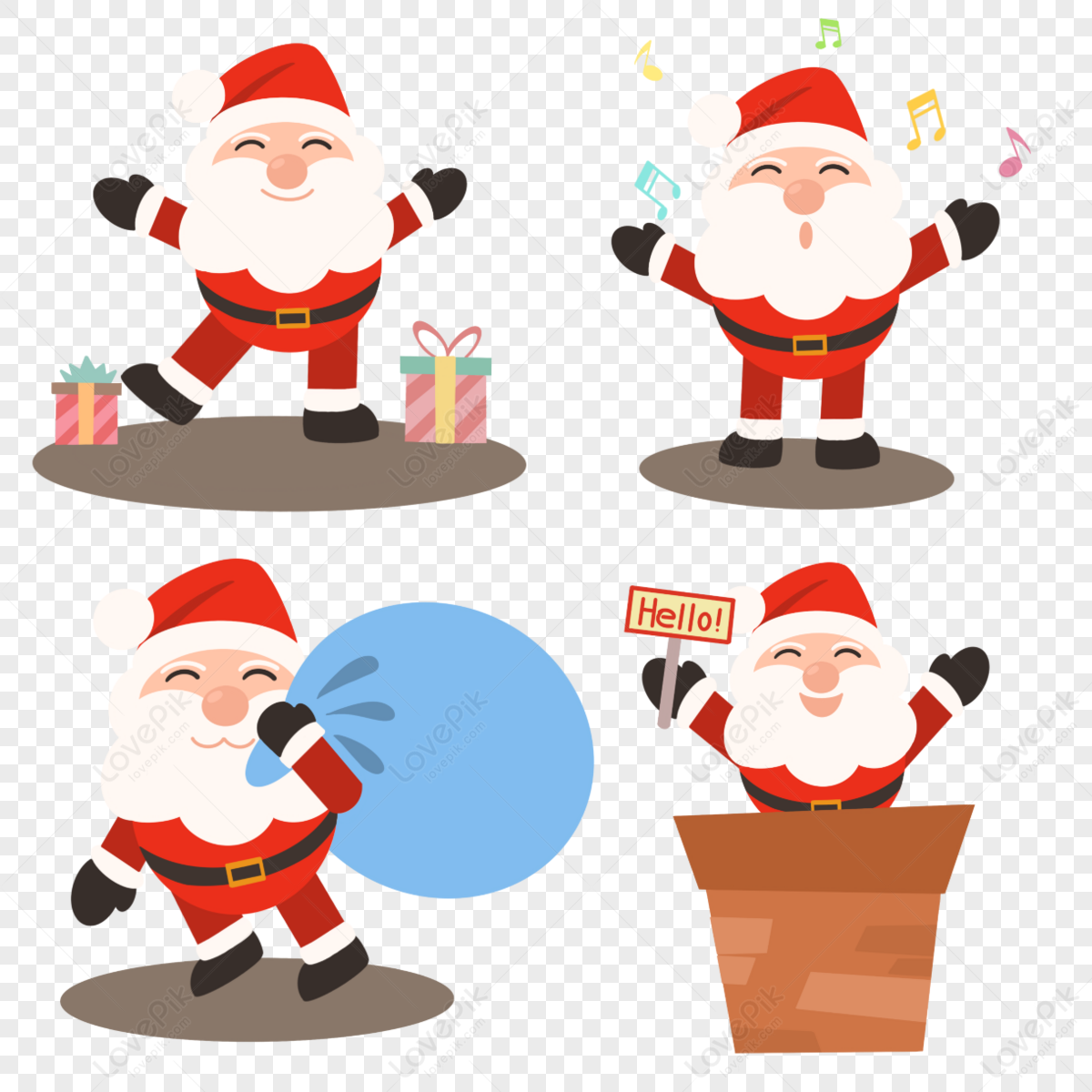 Santa Claus Hand Drawn Gift Box,santa Hat,marry Christmas PNG ...