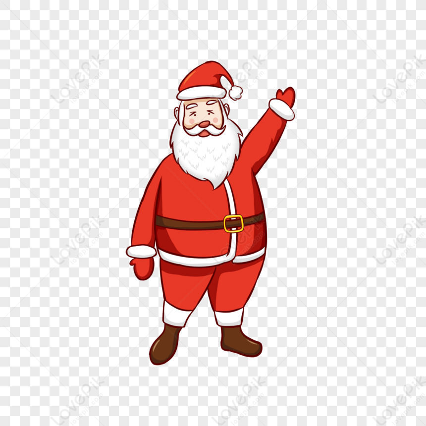 Santa Waving,old Man,belt,christmas Ornament PNG Transparent Background ...