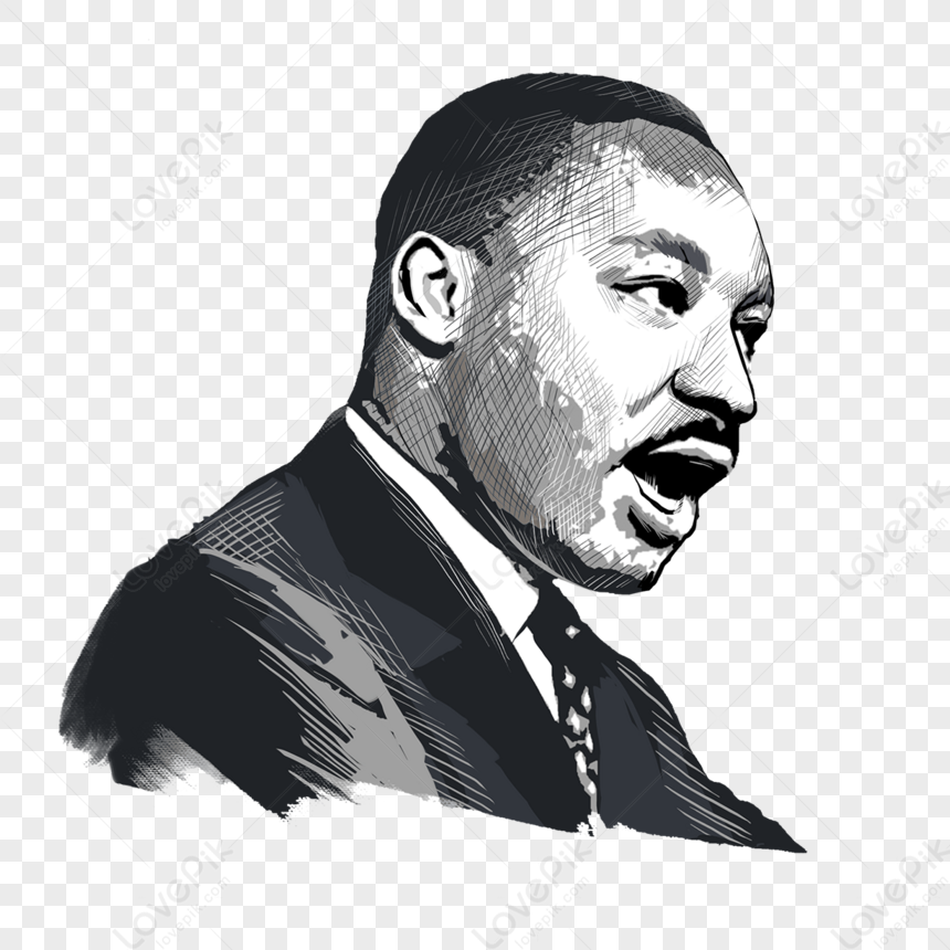 Side Profile Martin Luther King Speaker Portrait Black And White Sketch ...