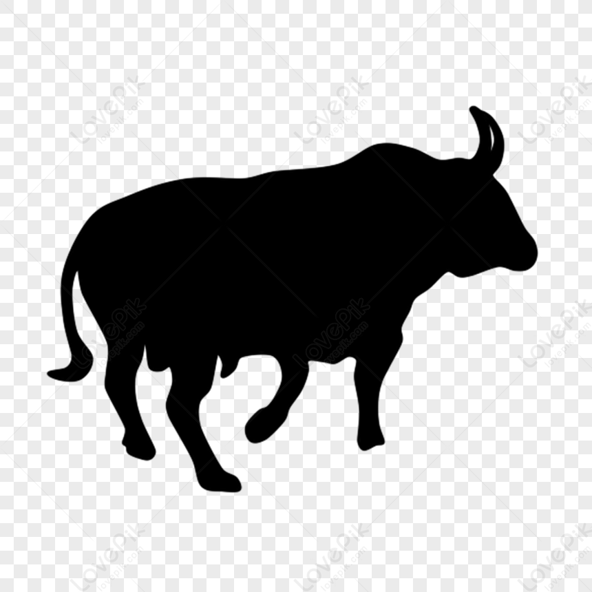 Sideways Silhouette Of A Black Old Cow,paper Cut,concise PNG Image Free ...