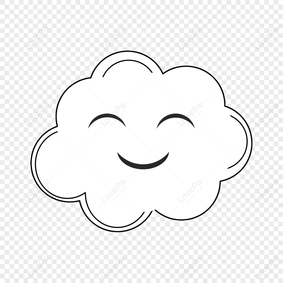 Smiling Simple Clouds Clip Art,decoration,smile,stroke PNG Free ...