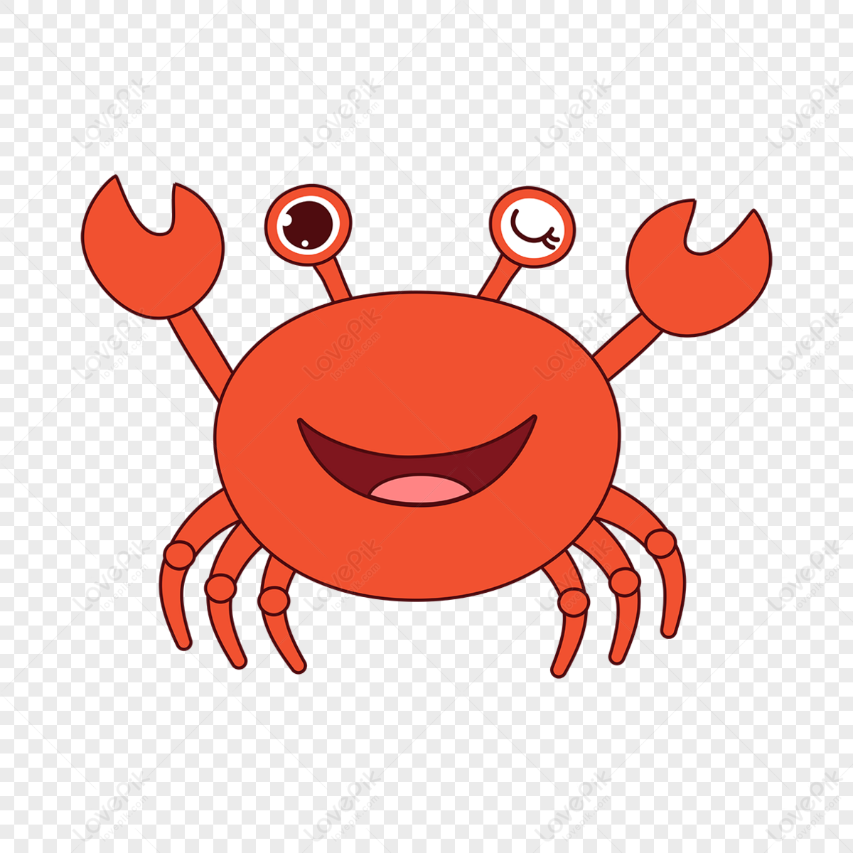 Crab Clipart Clip Art Style Cartoon Cute Exaggerated Expression Vector ...