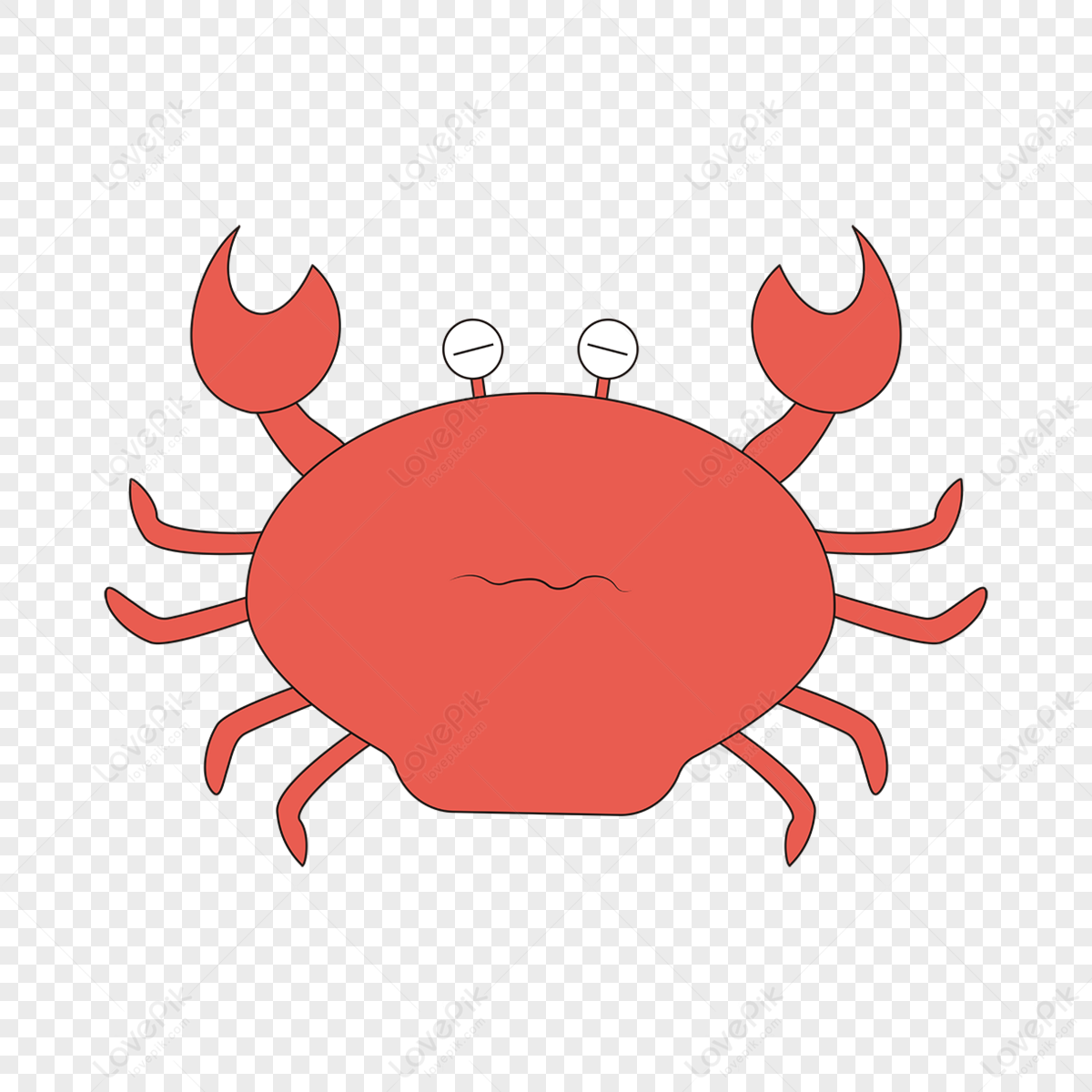 Crab Clipart Cartoon Seaside Creature Material Red Cute Crab Clipart ...