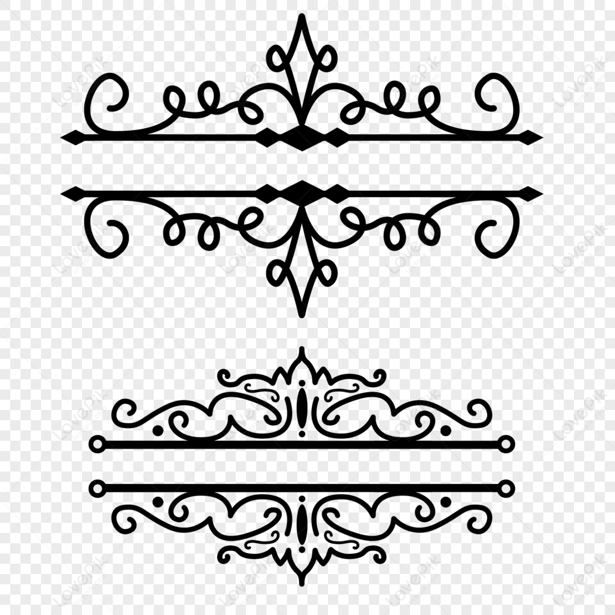 black-and-white-retro-border-title-bar-elegant-pattern-european-title