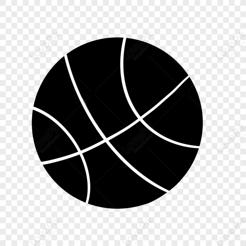 Black And White Reverse Color Basketball Clipart,simple Lines,cartoon ...